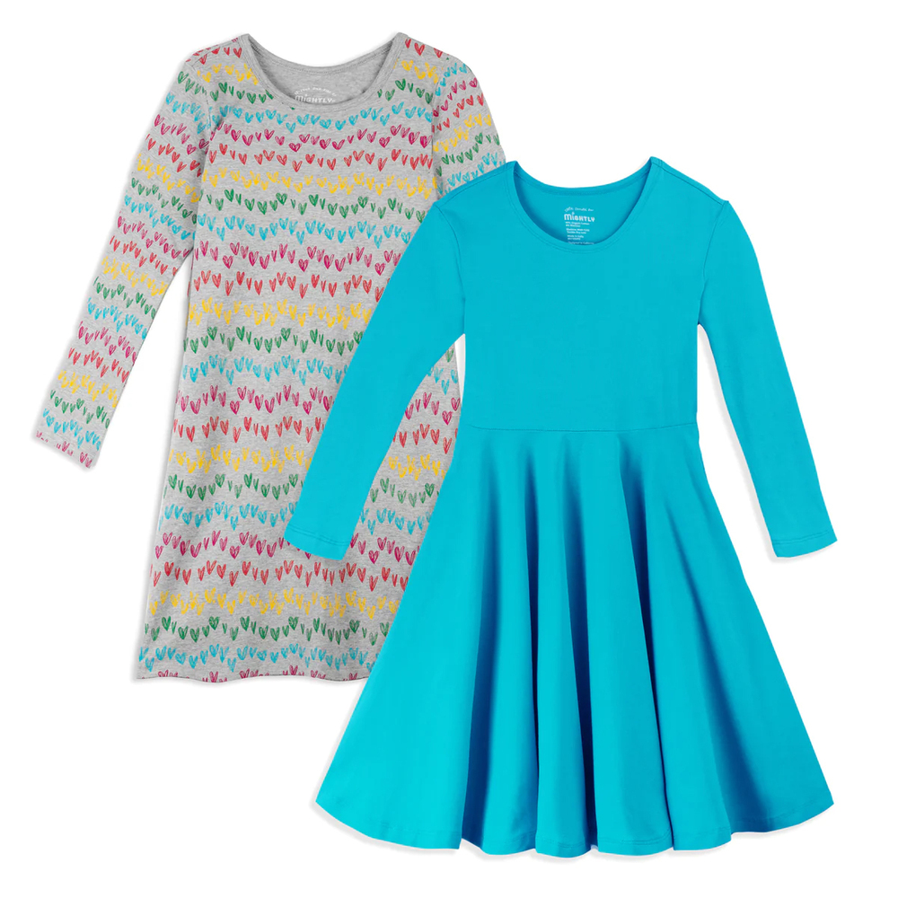 Mightly Girls Rainbow Hearts Dress size: 2-5T
